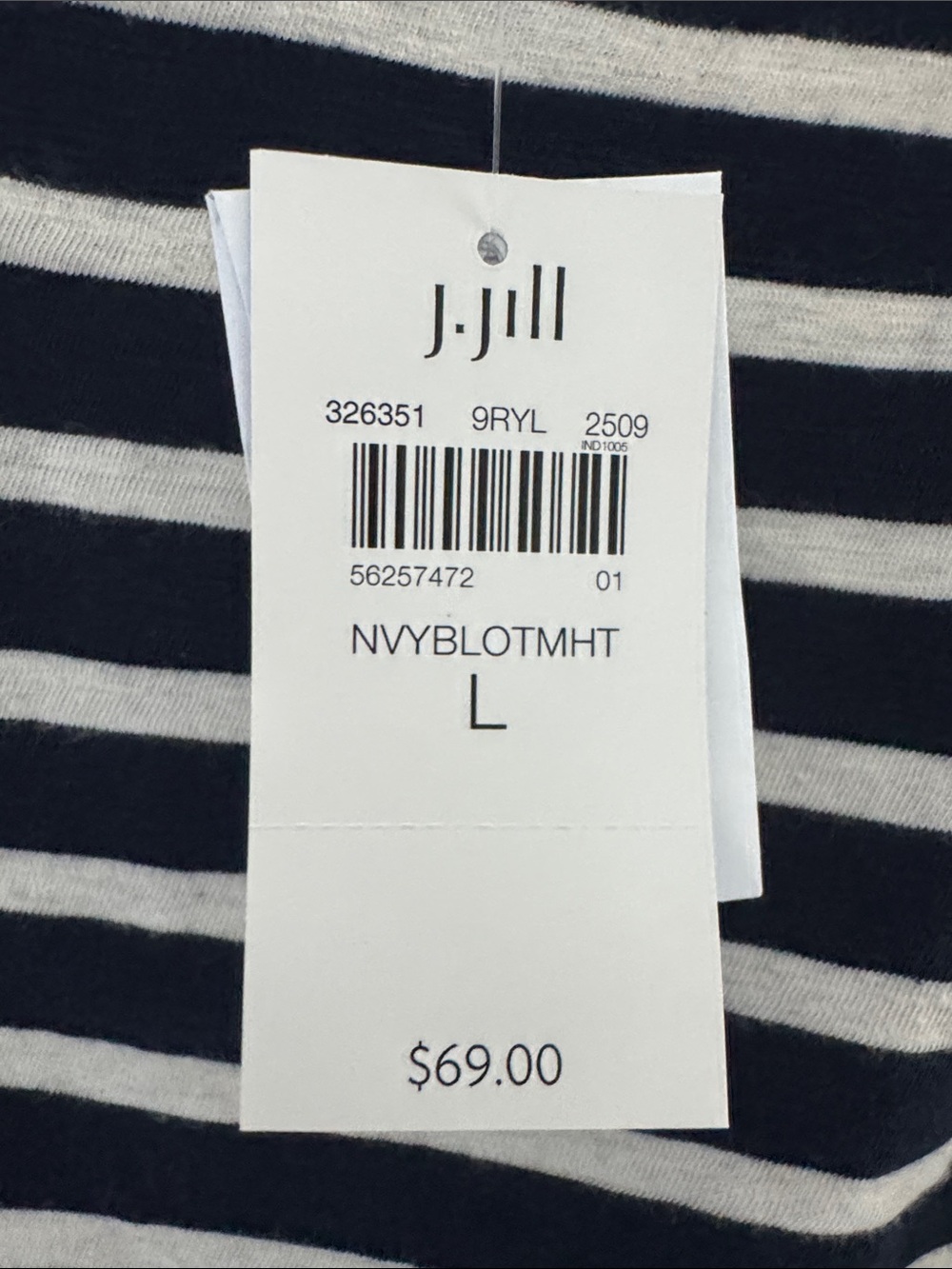 J. Jill Navy and White Striped Knit Top Large NWT - Picture 3 of 6
